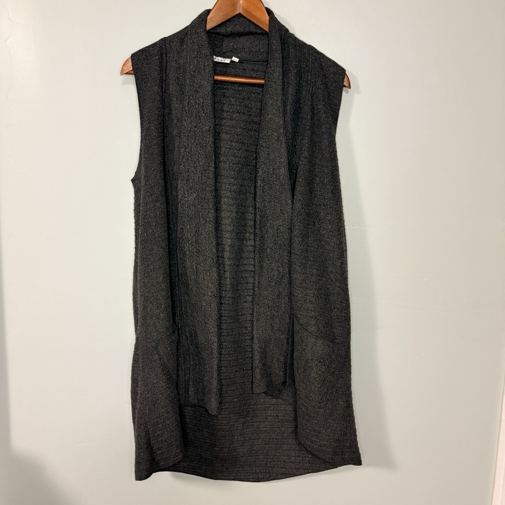 Habitat Cardigan Sleeveless Womens S Vest Gray Shawl Collar Pocket Knit